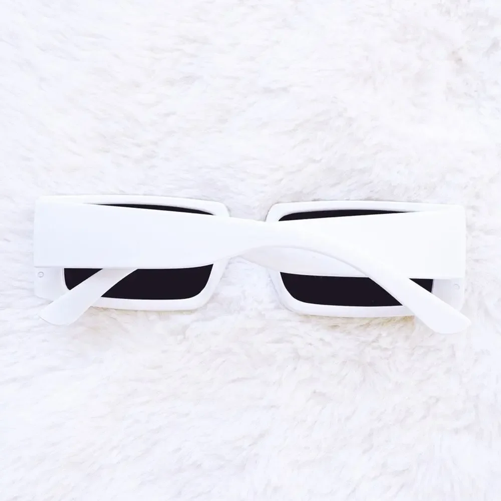 Aaron White Rectangular Sunglasses